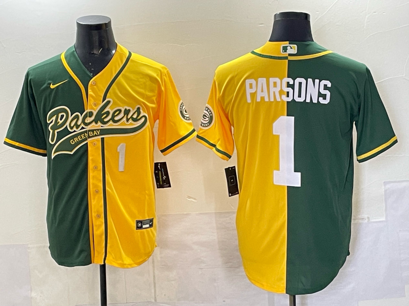 Men Green Bay Packers #1 Parsons yellow green Nike NFL 2025 jersey 03->green bay packers->NFL Jersey